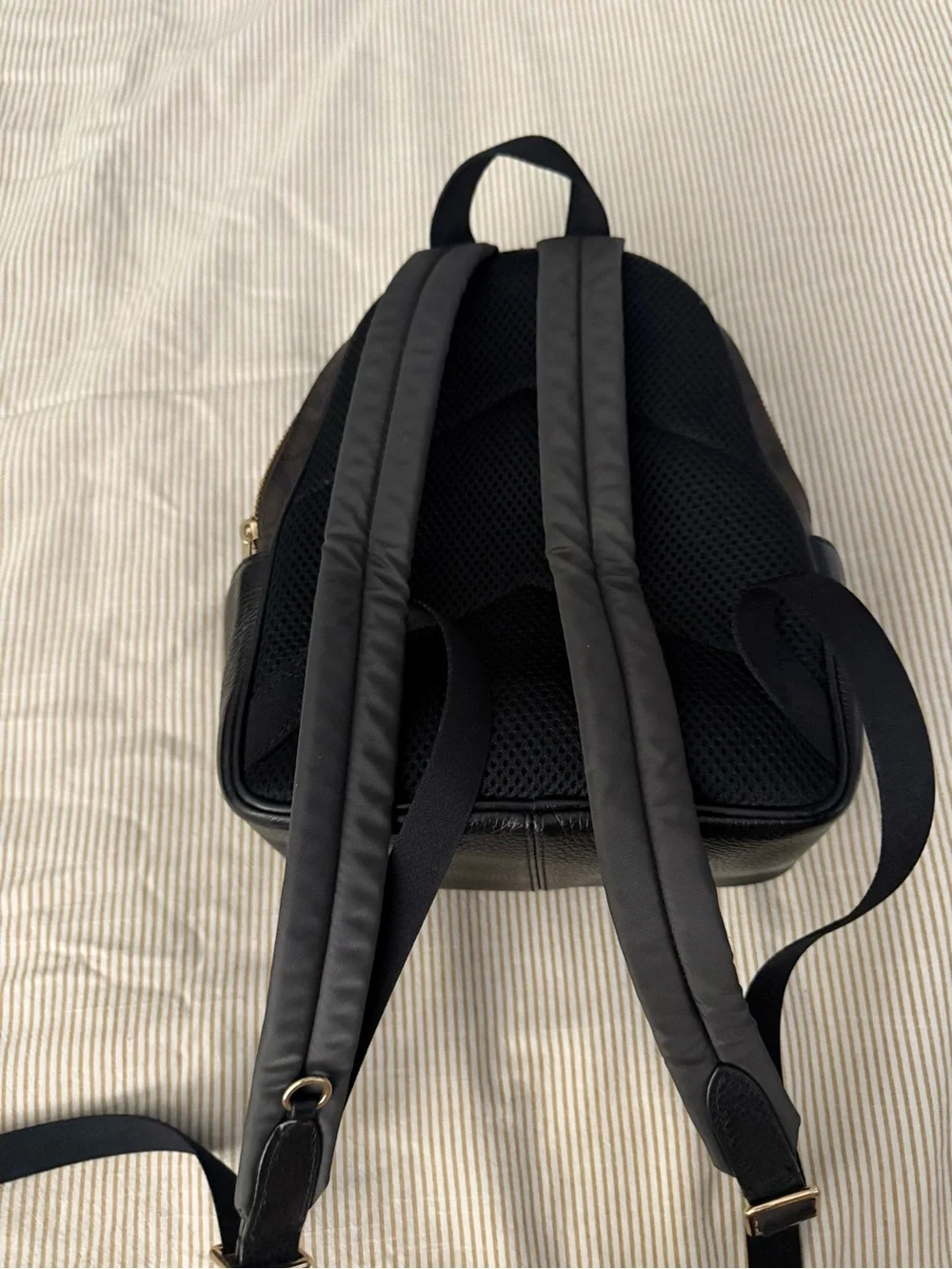 Coach Mini Backpack in Brown Signature and Black Leather